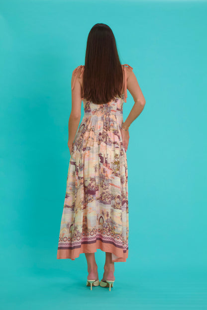 Fleur Toile Print Midi Dress