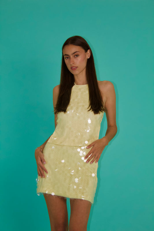 Butter yellow mini skirt