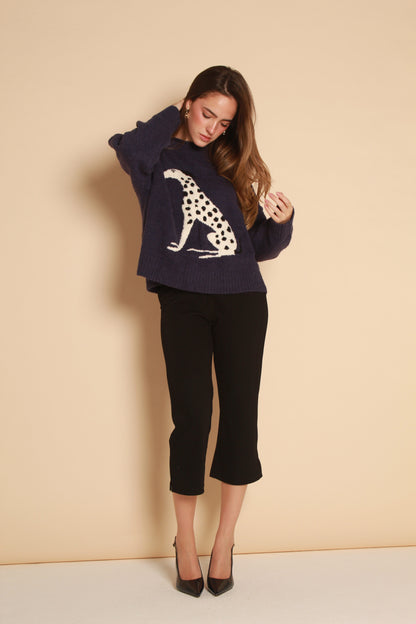 Bowie Dalmatian Knit Sweater — Purple
