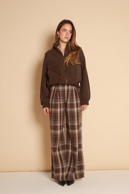 Suede Bomber Jacket — Chocolate Brown