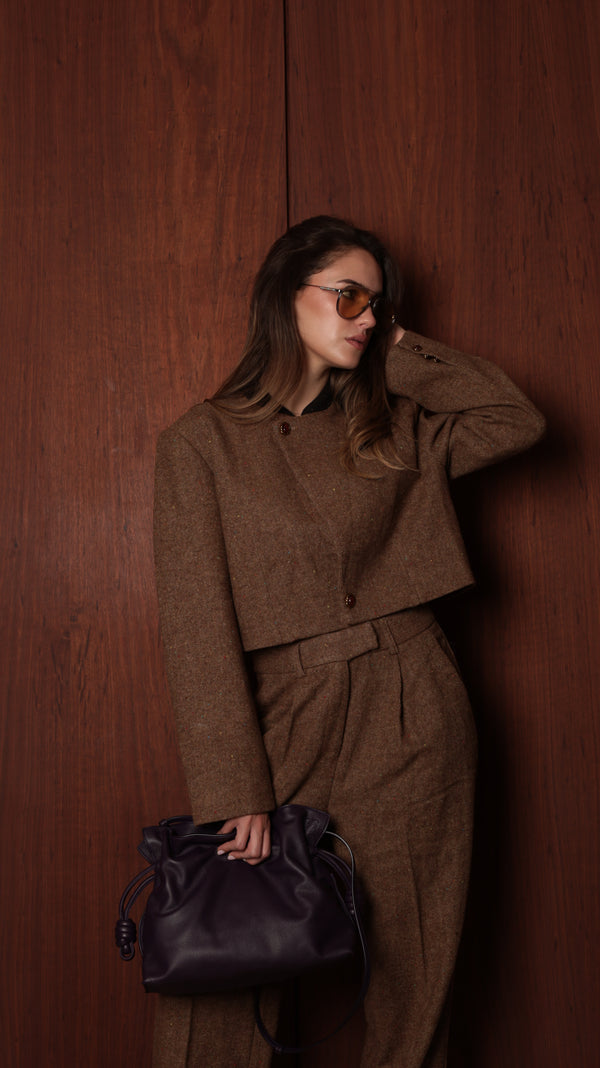 Cropped Bouclé Wool Blazer, Boxy Silhouette