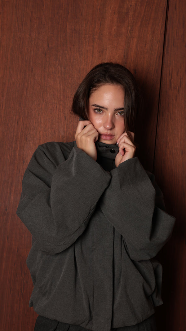 Funnel-Neck Jacket — Charcoal Gray