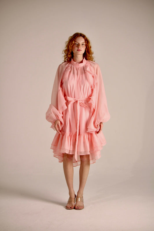 Dress With Collar And Long Sleeves