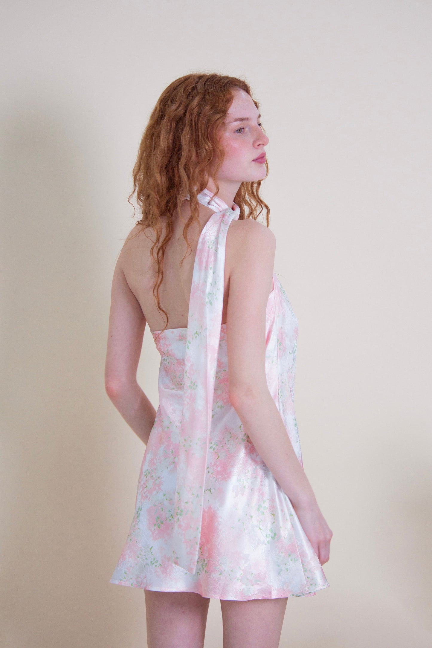 Peony Dream Satin Halter Mini