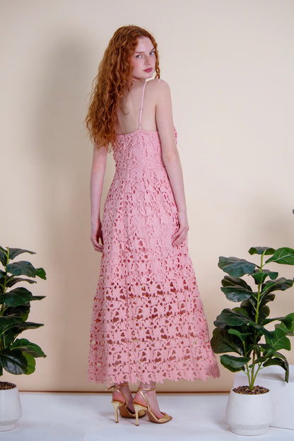 Rosé Scalloped Lace Gown