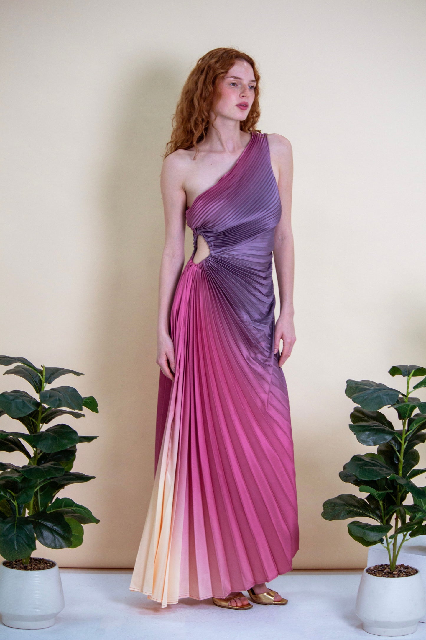 Twilight Ombré Pleated Gown