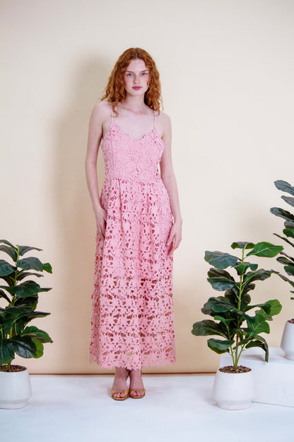 Rosé Scalloped Lace Gown