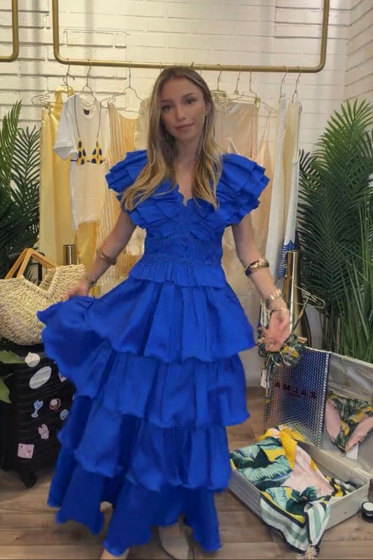 Sapphire Ruffle Tiered Midi Dress