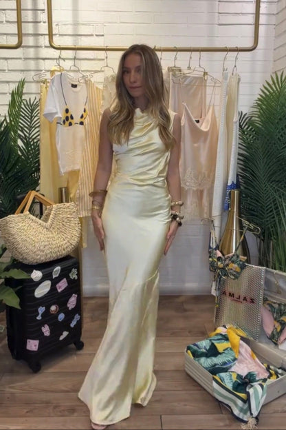 Ivory Satin Maxi Dress