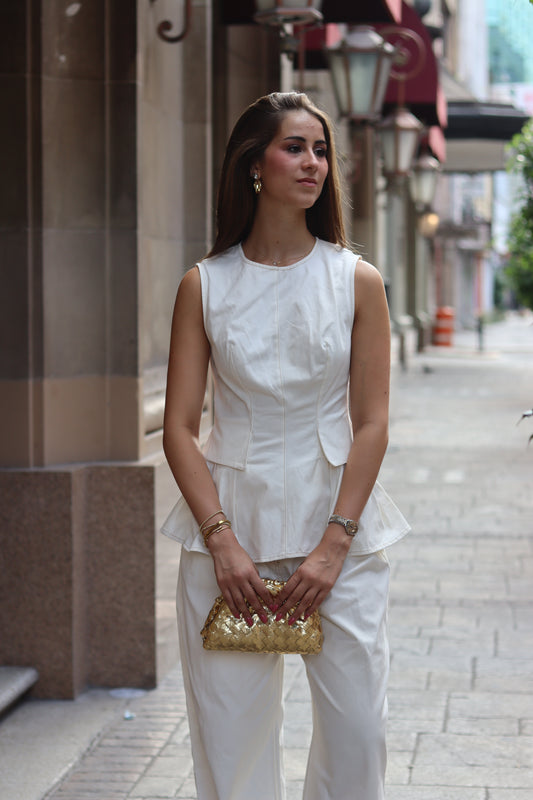 WHITE DENIM BLOUSE