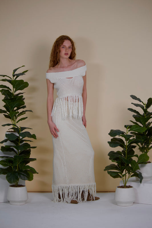 Marea Open-Knit Maxi Skirt