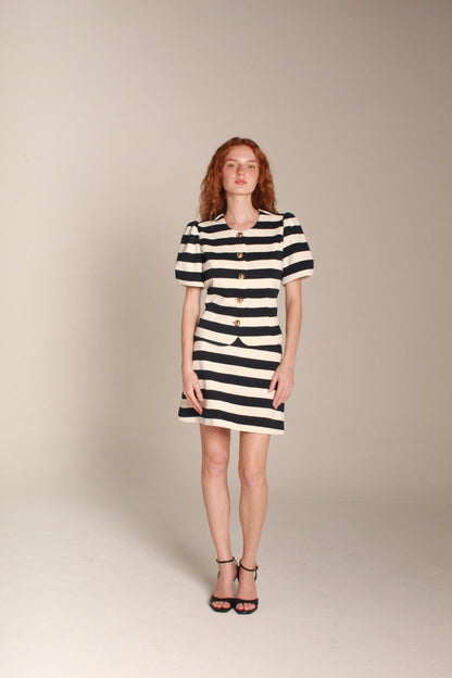 Classic Stripe Blouse — Black & Ivory