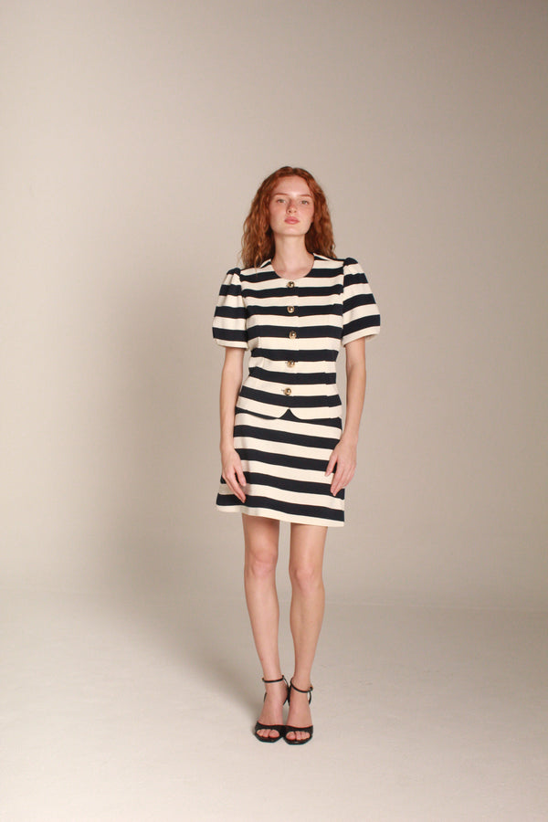 Classic Stripe Blouse — Black & Ivory