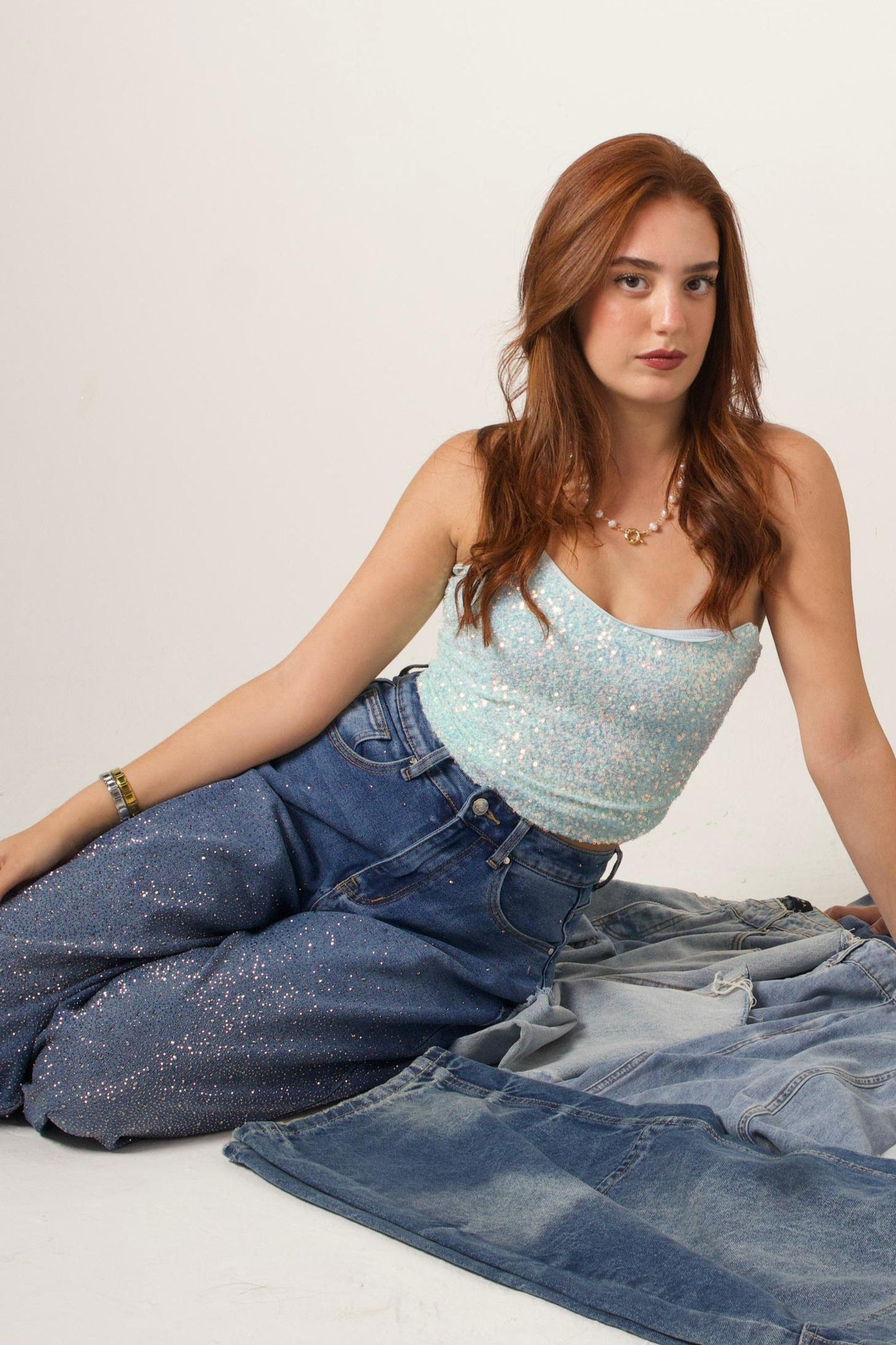 Light Blue Sequin Top
