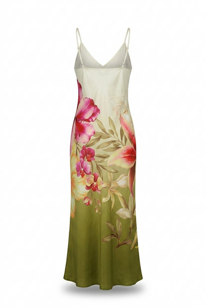 Lirio Floral Slip Dress – Maxi de Tirantes con Estampado Floral