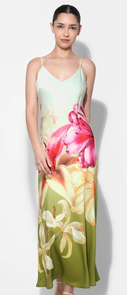 Lirio Floral Slip Dress – Maxi de Tirantes con Estampado Floral