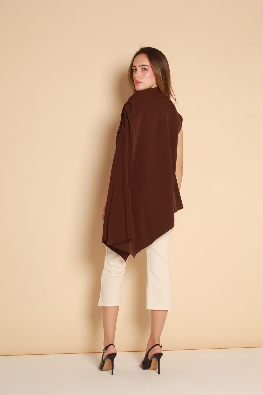 Draped Blouse — Chocolate Brown