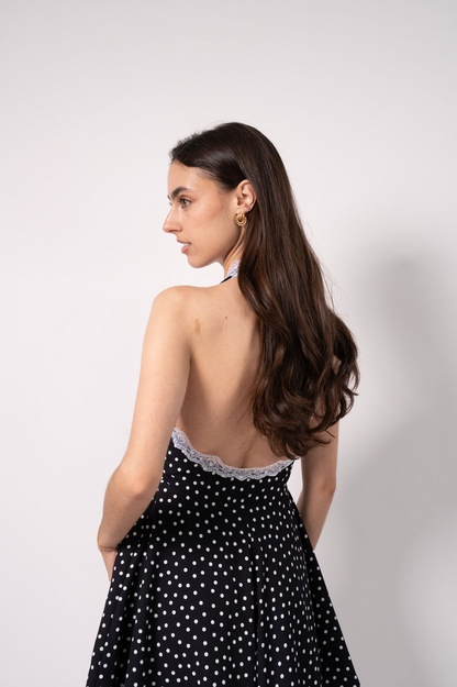 Lace Black Dress With Polka Dots