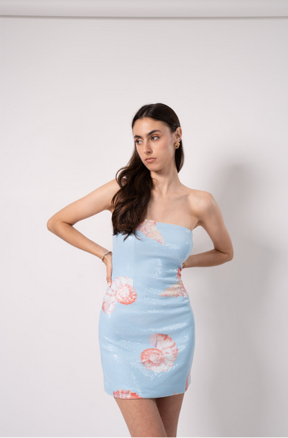 Elise Light Blue Sequin Shell Dress