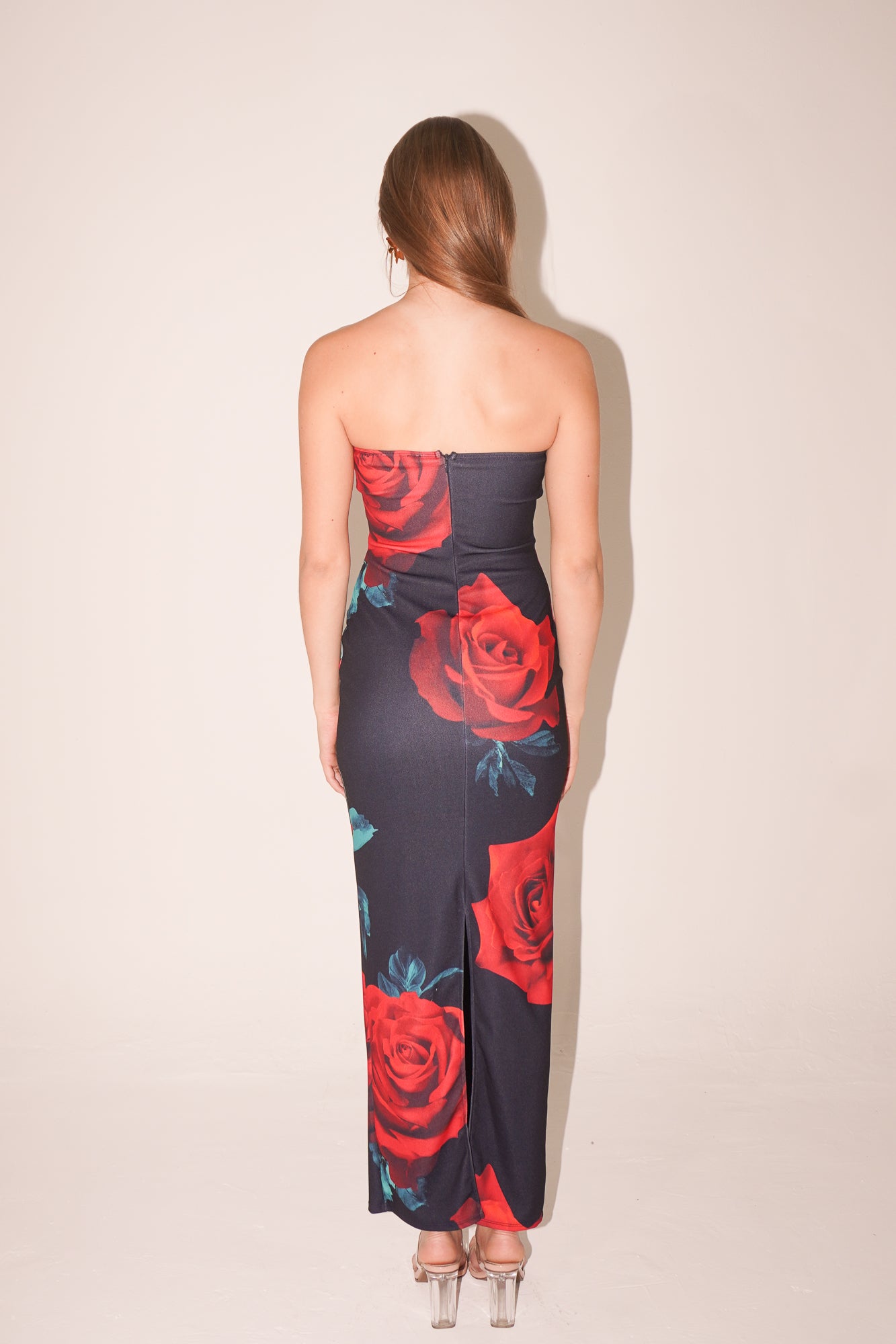 BLACK DRESS WITH RED FLOWERS – Zalma Apparel VIP COLLECTION