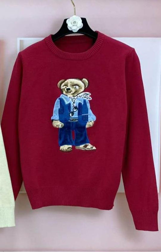 WINE BEAR SWEATER WITH MASQUEDA