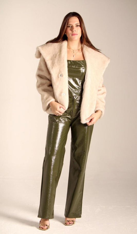 GREEN VINYL LEATHER PANTS