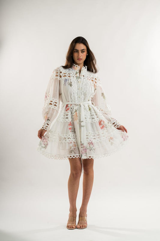 VESTIDO DE HOJAS BLANCAS