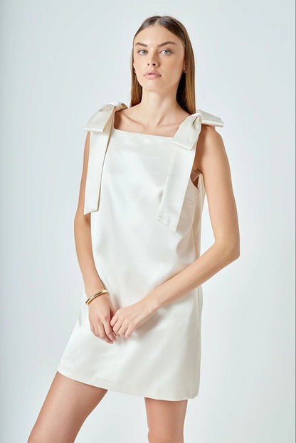 Beige Satin Dress