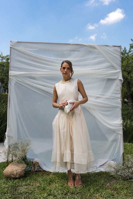 Beige Tulle Dress