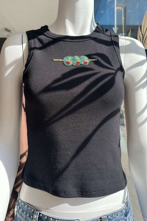 Black Blouse With Olives