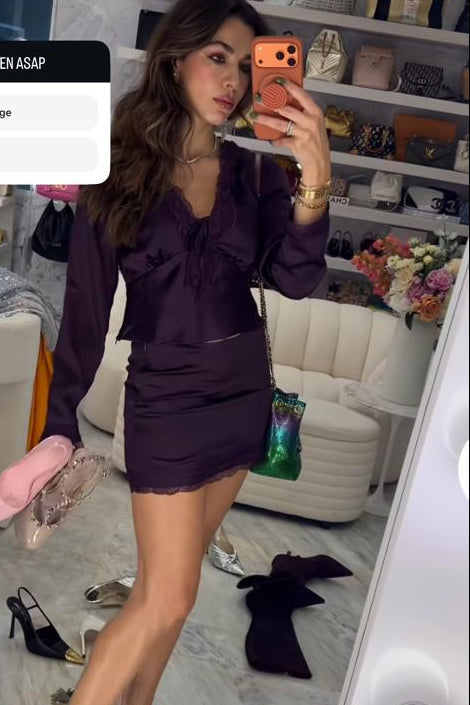 Glazed Purple Top with lace