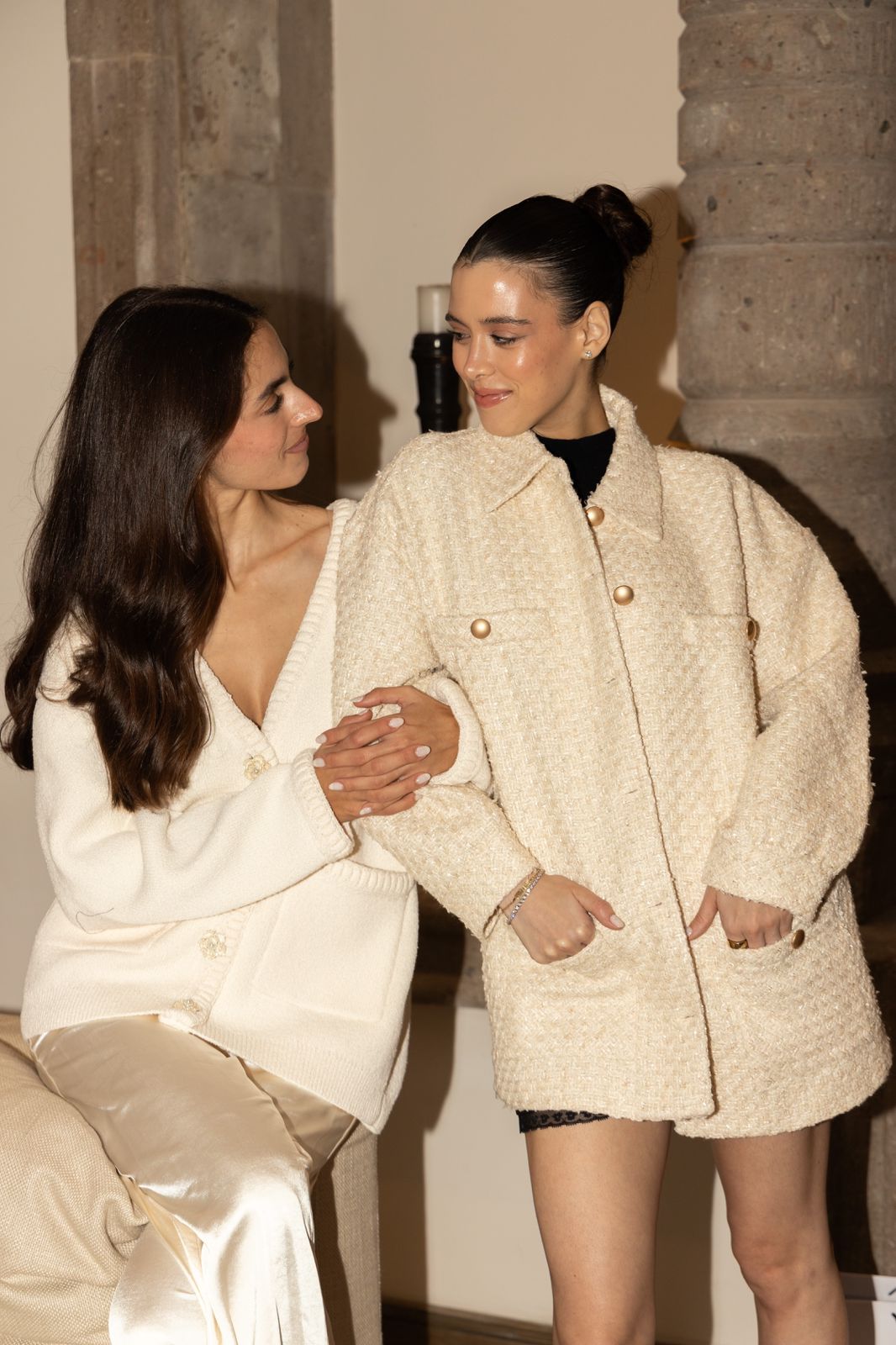 Beige Tweed Long Coat