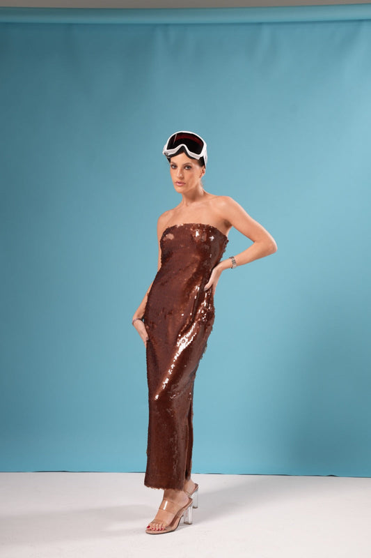 Strapless Brown Sequin Dress