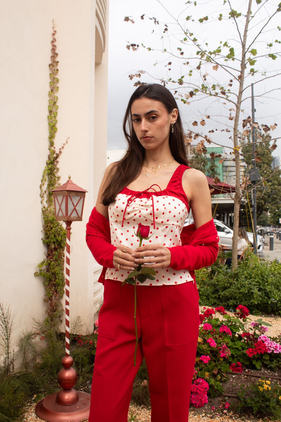 White Blouse With Red Hearts