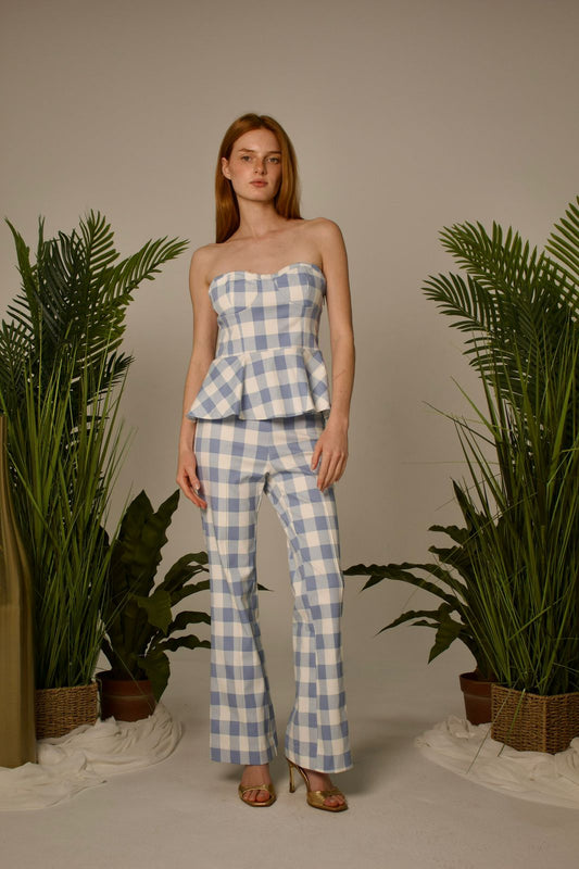 Peplum Top Scout — Cloud Blue Gingham