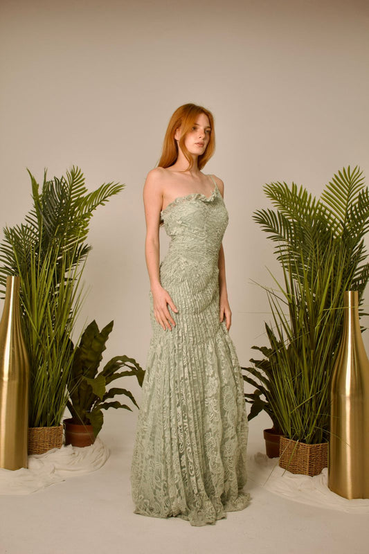 Paradise Lace Asymmetric Maxi Dress