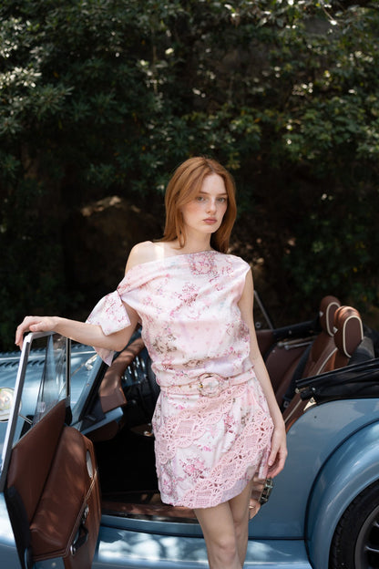 Rosalie Co-Ord Top — Blush Lace Detail