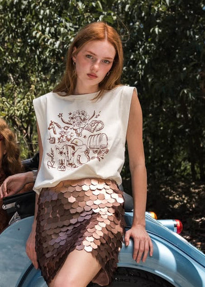 Milan Graphic Top — Ivory