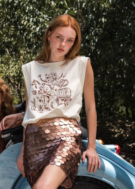 Sequin Skirt — Chocolate Brown