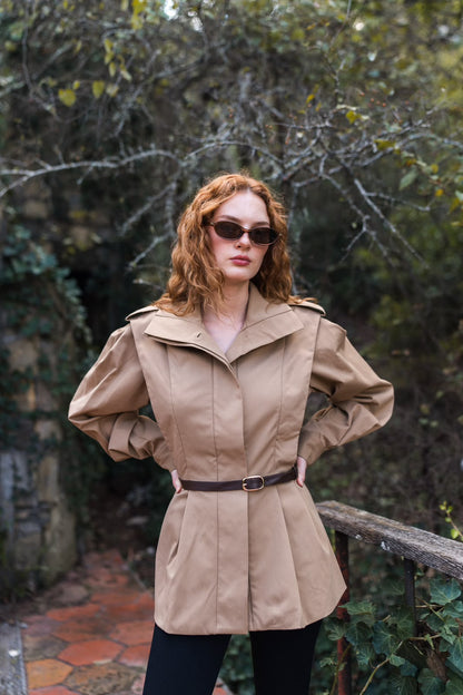Camille Belted Trench Jacket — Camel