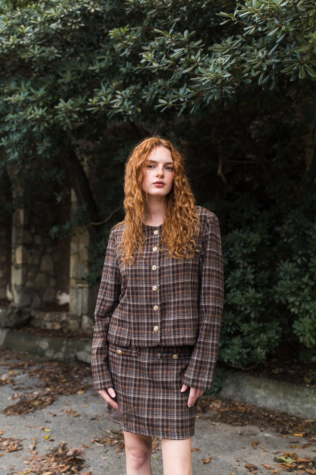 Margot Plaid Mini Skirt — Brown Check