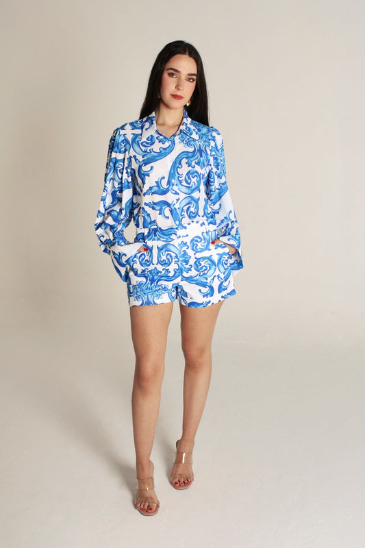 BLUE AND WHITE SHORTS
