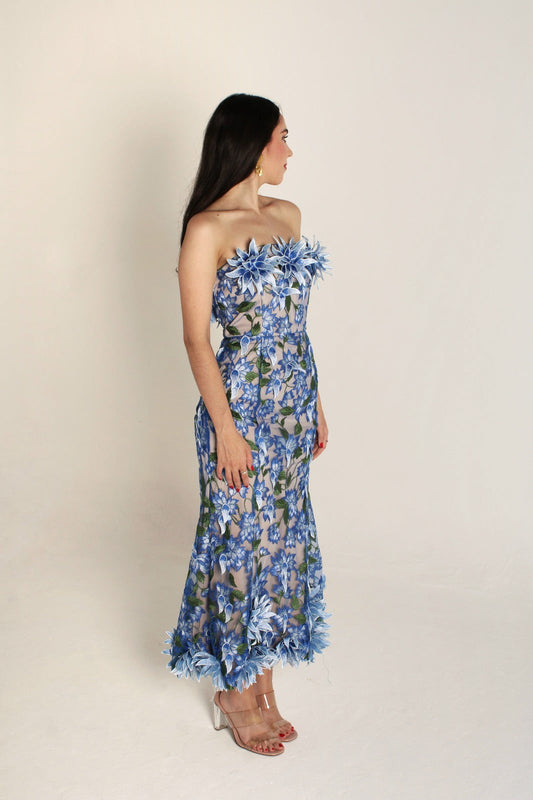 BLUE STRAPLE DRESS