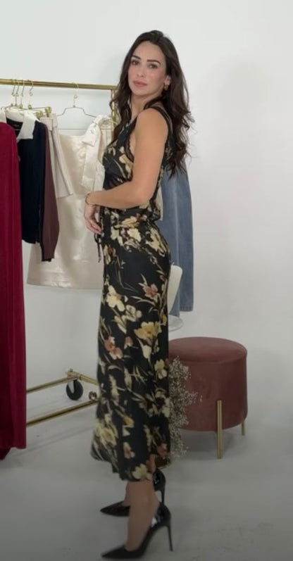 Black Skirt With Yellow And Lace