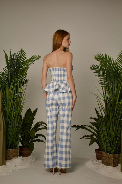 Peplum Top Scout — Cloud Blue Gingham