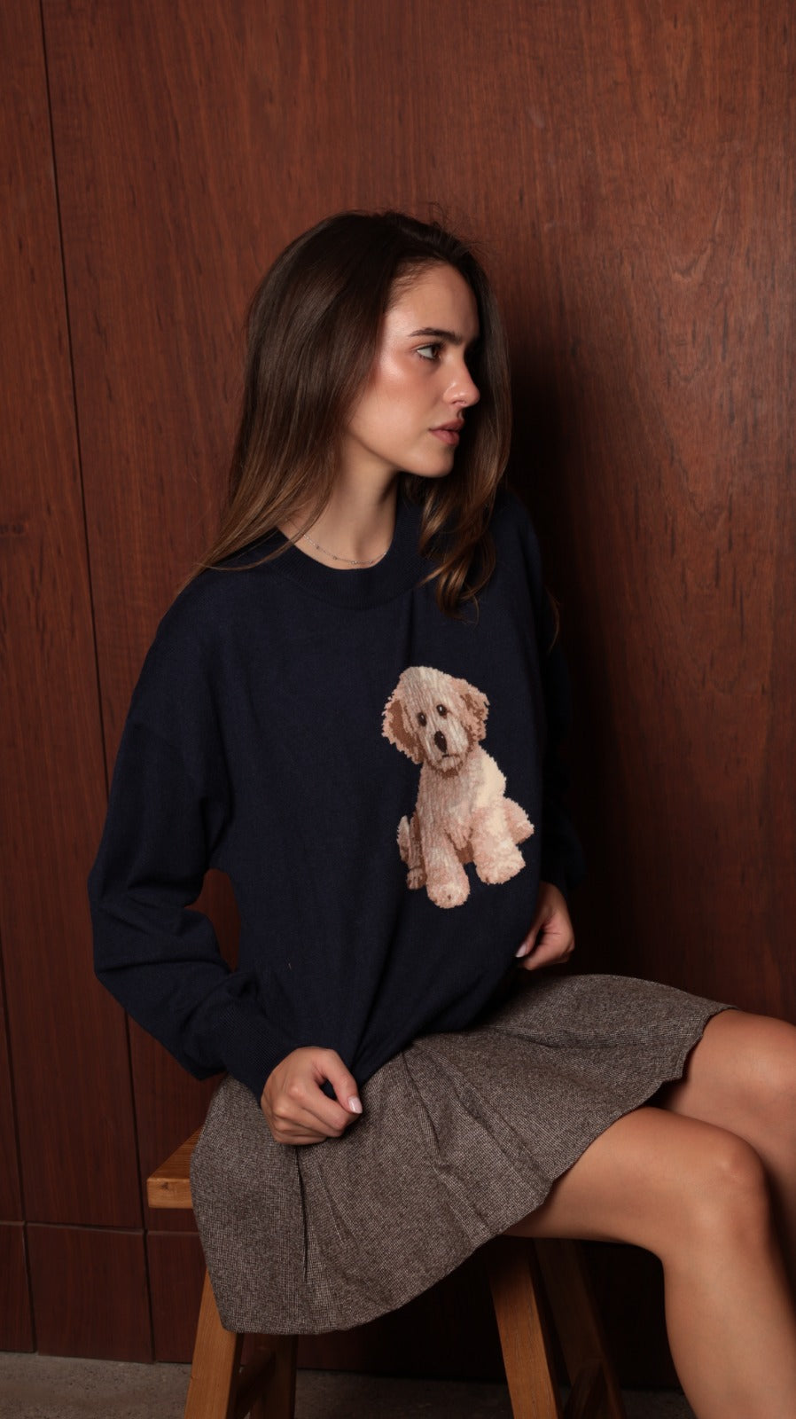 Poodle Intarsia-Knit Sweater
