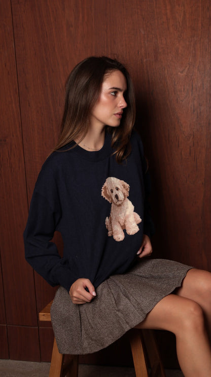 Poodle Intarsia-Knit Sweater