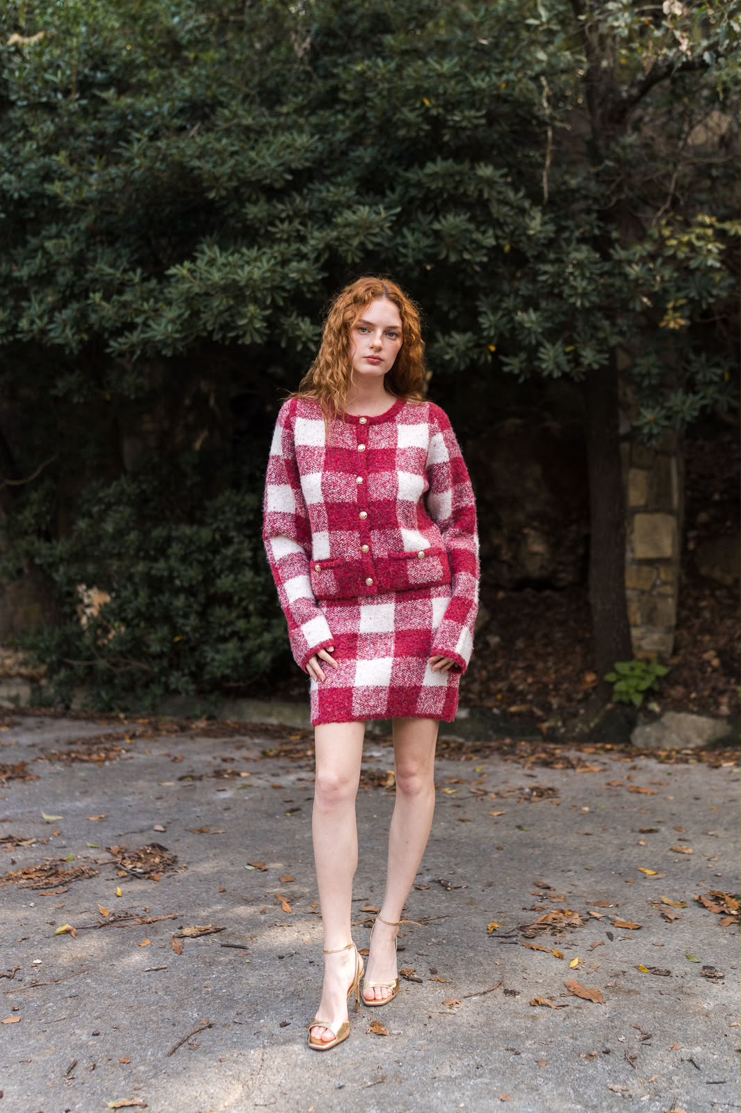 Blaire Bouclé Button-Up Jacket — Buffalo Check