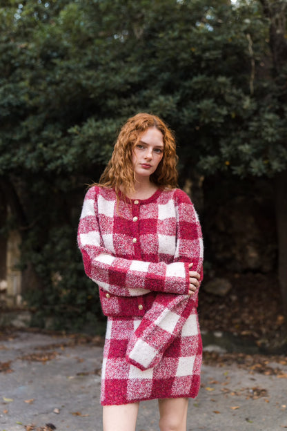 Blaire Bouclé Button-Up Jacket — Buffalo Check