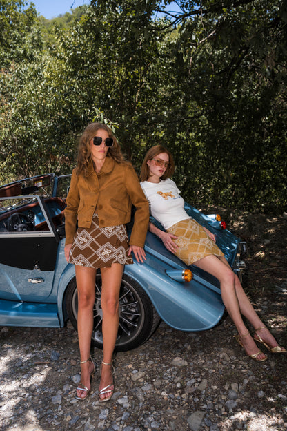 Mara Suede Jacket — Camel Cropped